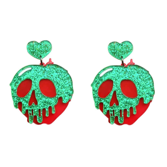 Disney Snow White poison Apple glitter Earrings - Picture 1 of 6